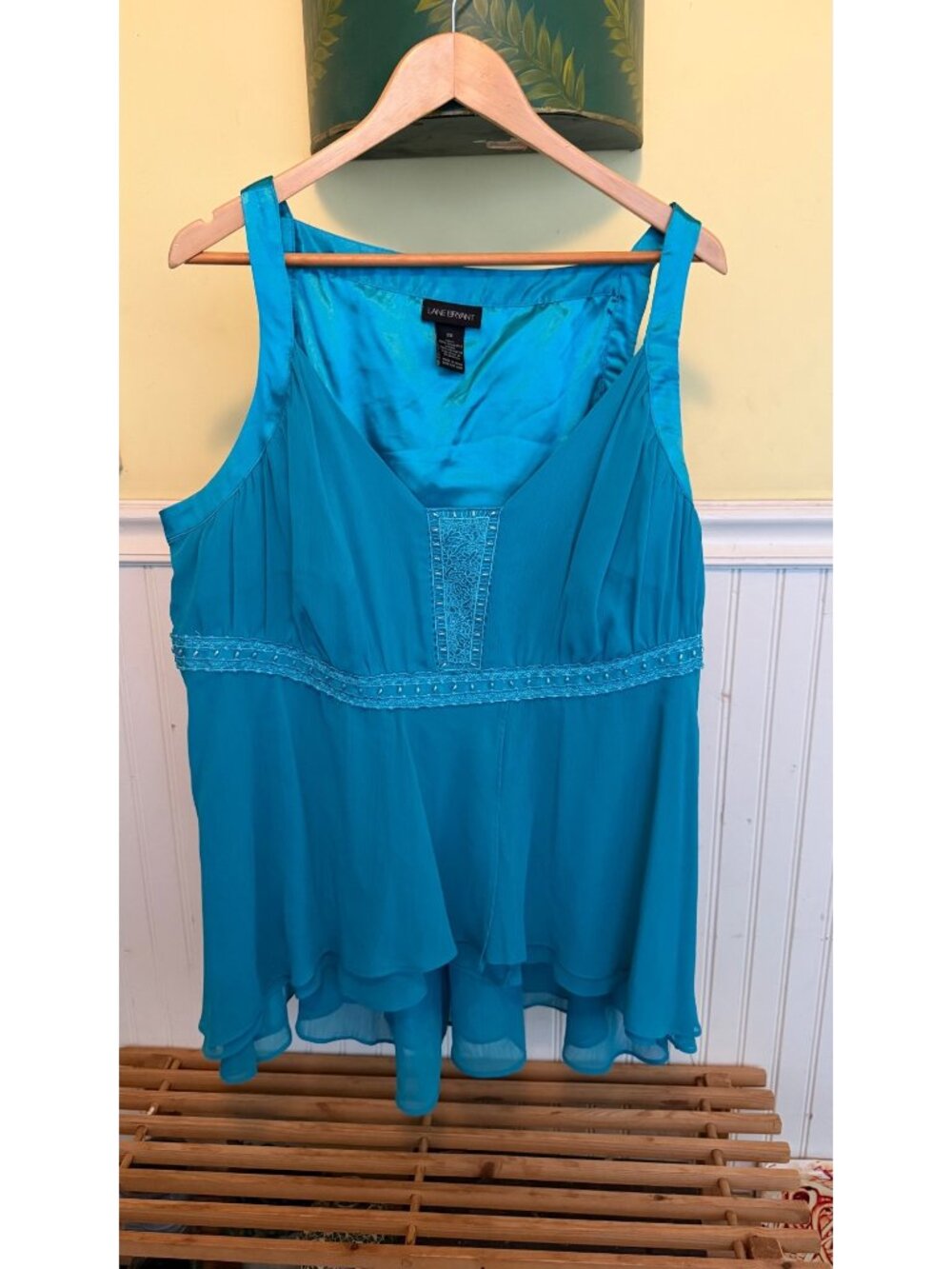 Lane Bryant Turquoise Sleeveless Plus Size 20 Tunic Top With Lace Detail
